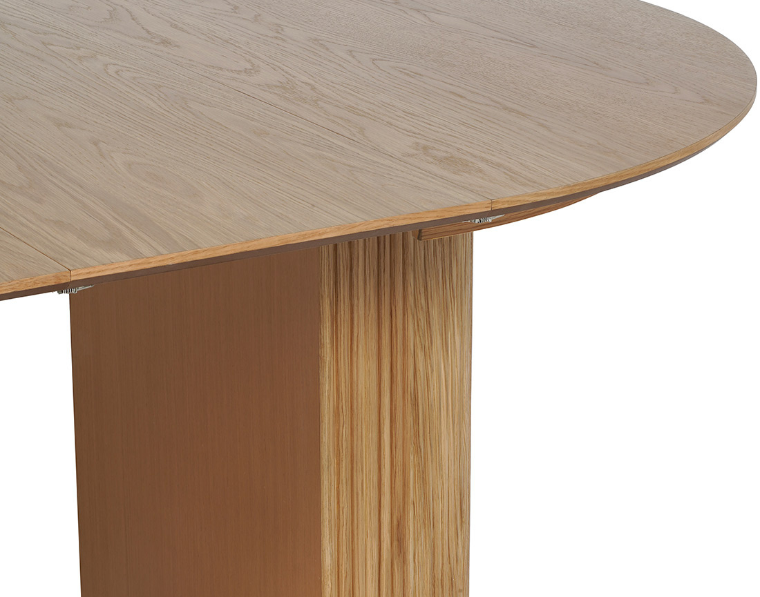 Table à manger ronde extensible avec rangements effet bois 4 à 8 personnes Freya