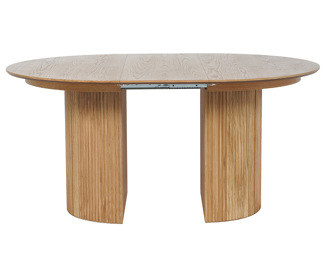 Table à manger ronde extensible avec rangements effet bois 4 à 8 personnes Freya