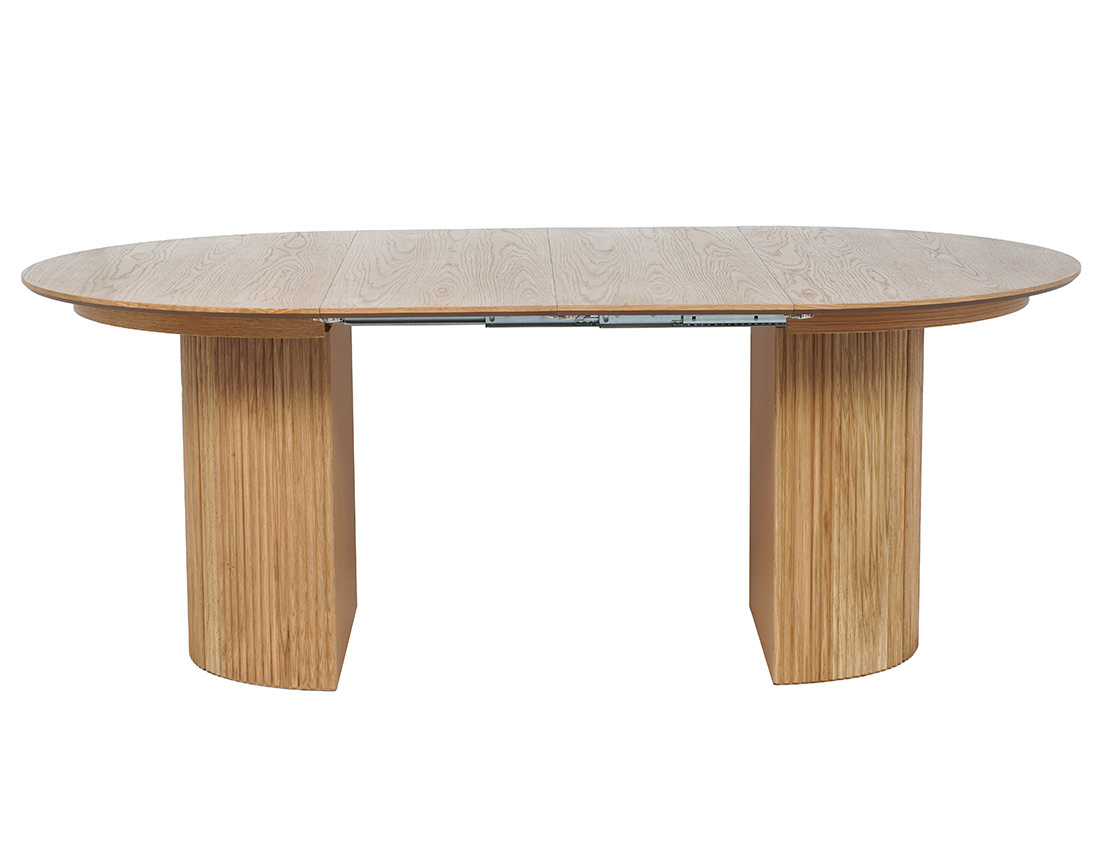 Table à manger ronde extensible avec rangements effet bois 4 à 8 personnes Freya