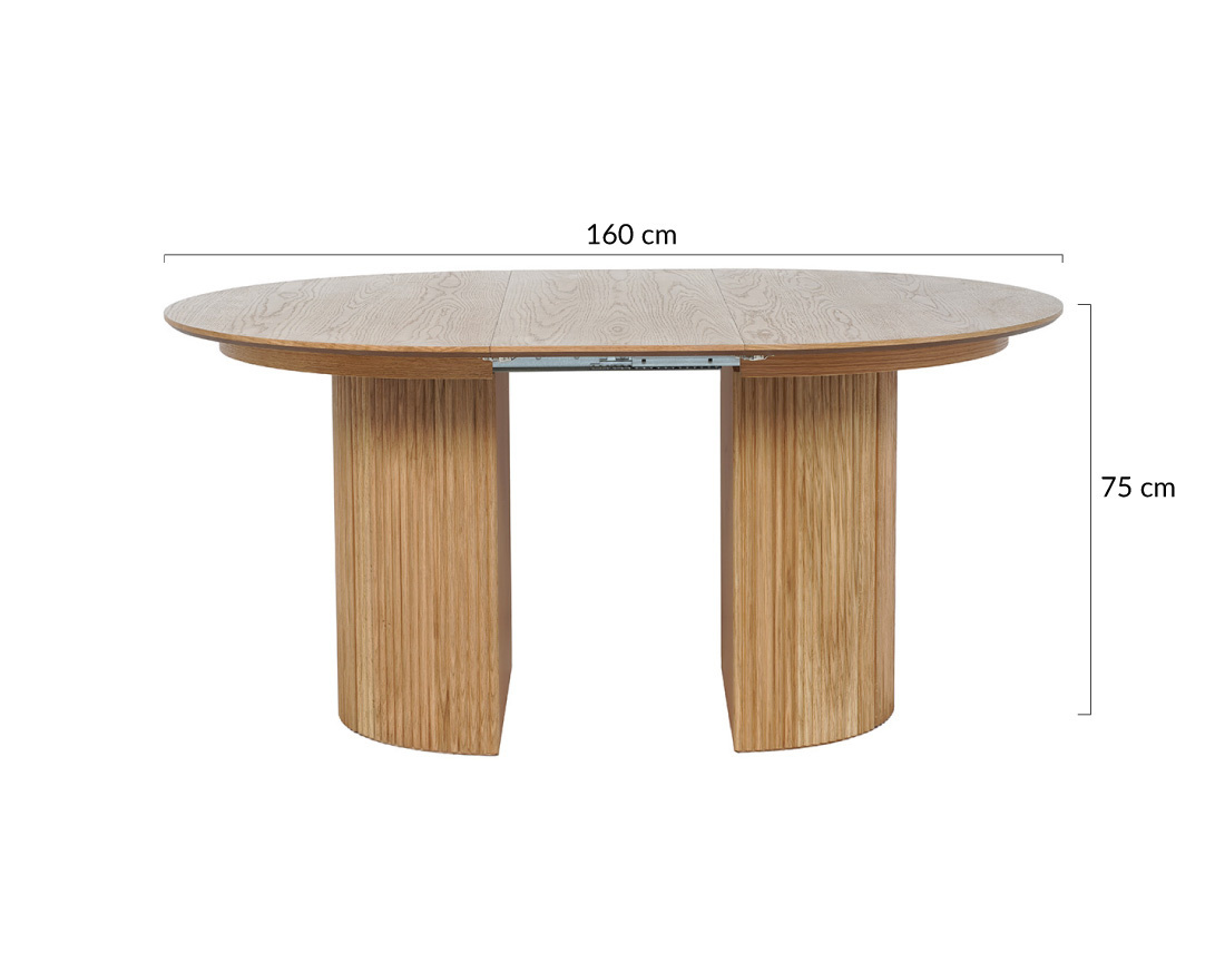 Table à manger ronde extensible avec rangements effet bois 4 à 8 personnes Freya