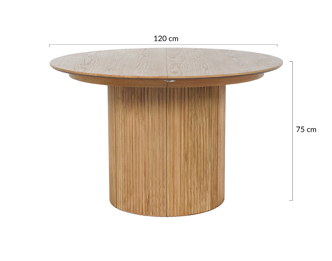 Table à manger ronde extensible avec rangements effet bois 4 à 8 personnes Freya
