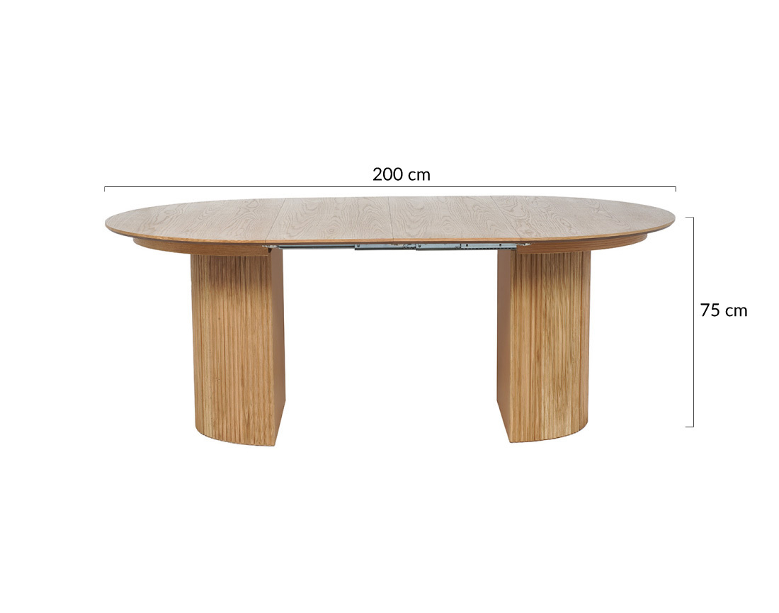 Table à manger ronde extensible avec rangements effet bois 4 à 8 personnes Freya