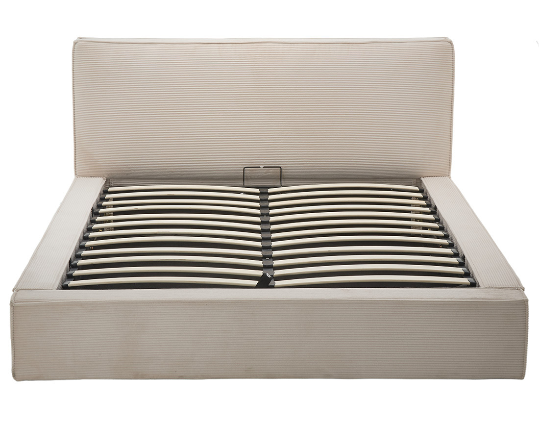 Lit coffre 160x200 cm sommier inclus velours côtelé Topaze