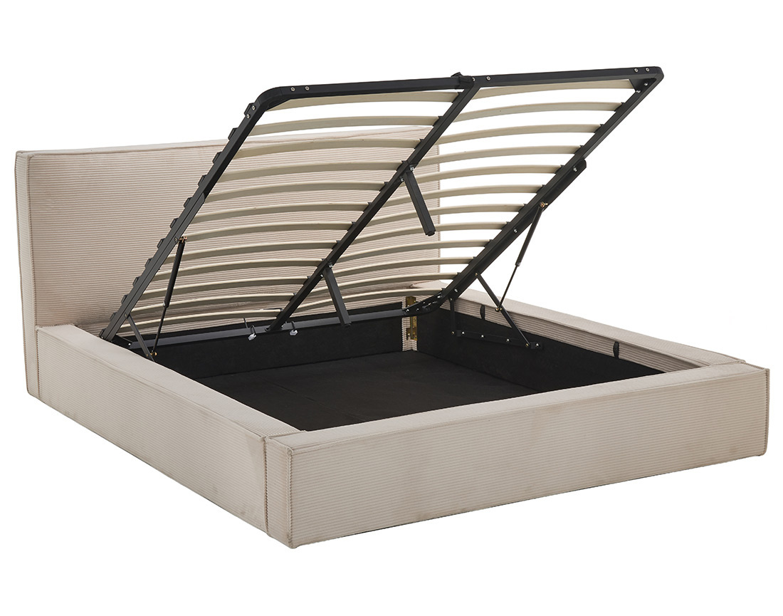 Lit coffre 160x200 cm sommier inclus velours côtelé Topaze
