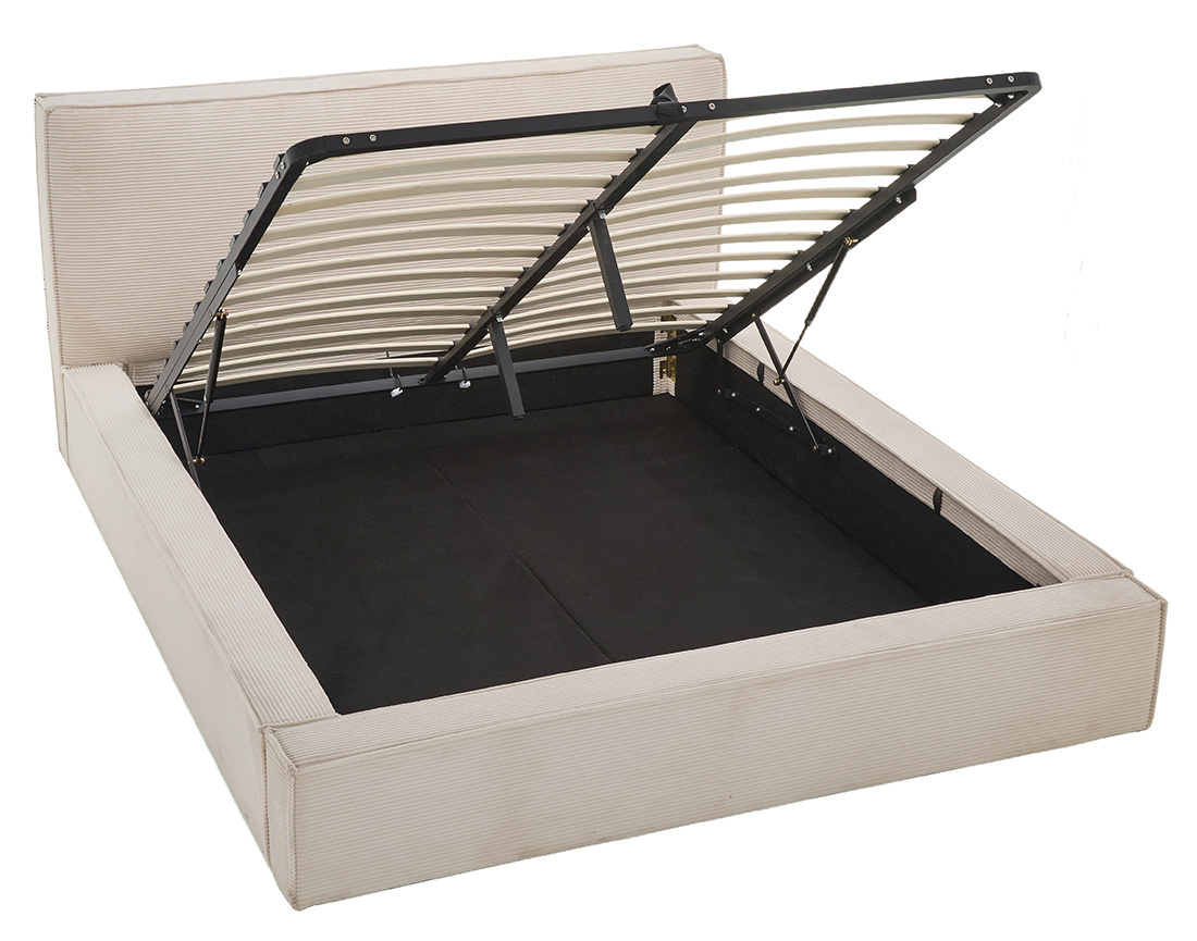 Lit coffre 160x200 cm sommier inclus velours côtelé Topaze