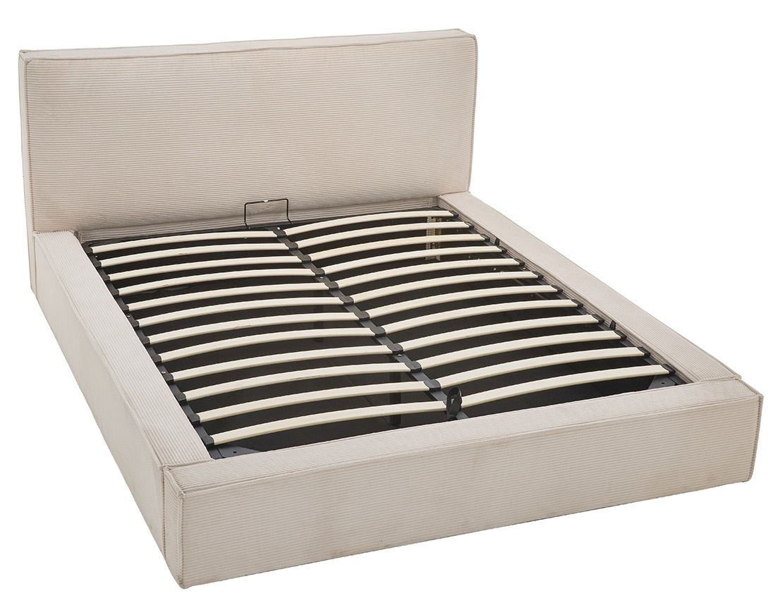 Lit coffre 160x200 cm sommier inclus velours côtelé Topaze