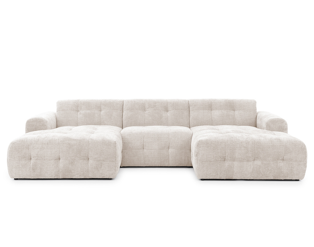 Canapé panoramique en U 6 places en velours texturé Diane