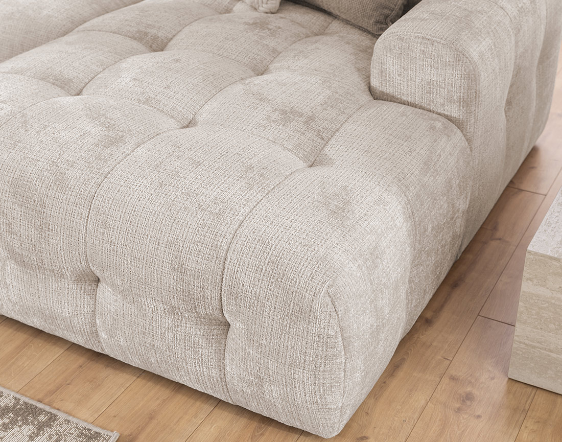 Canapé panoramique en U 6 places en velours texturé Diane