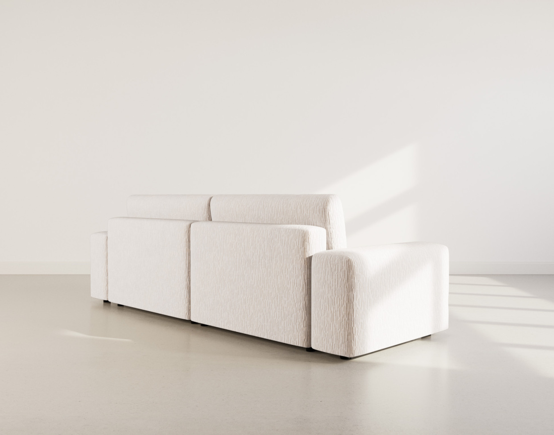 Canapé d'angle réversible 4 places convertible avec coffre en velours gaufré Constance