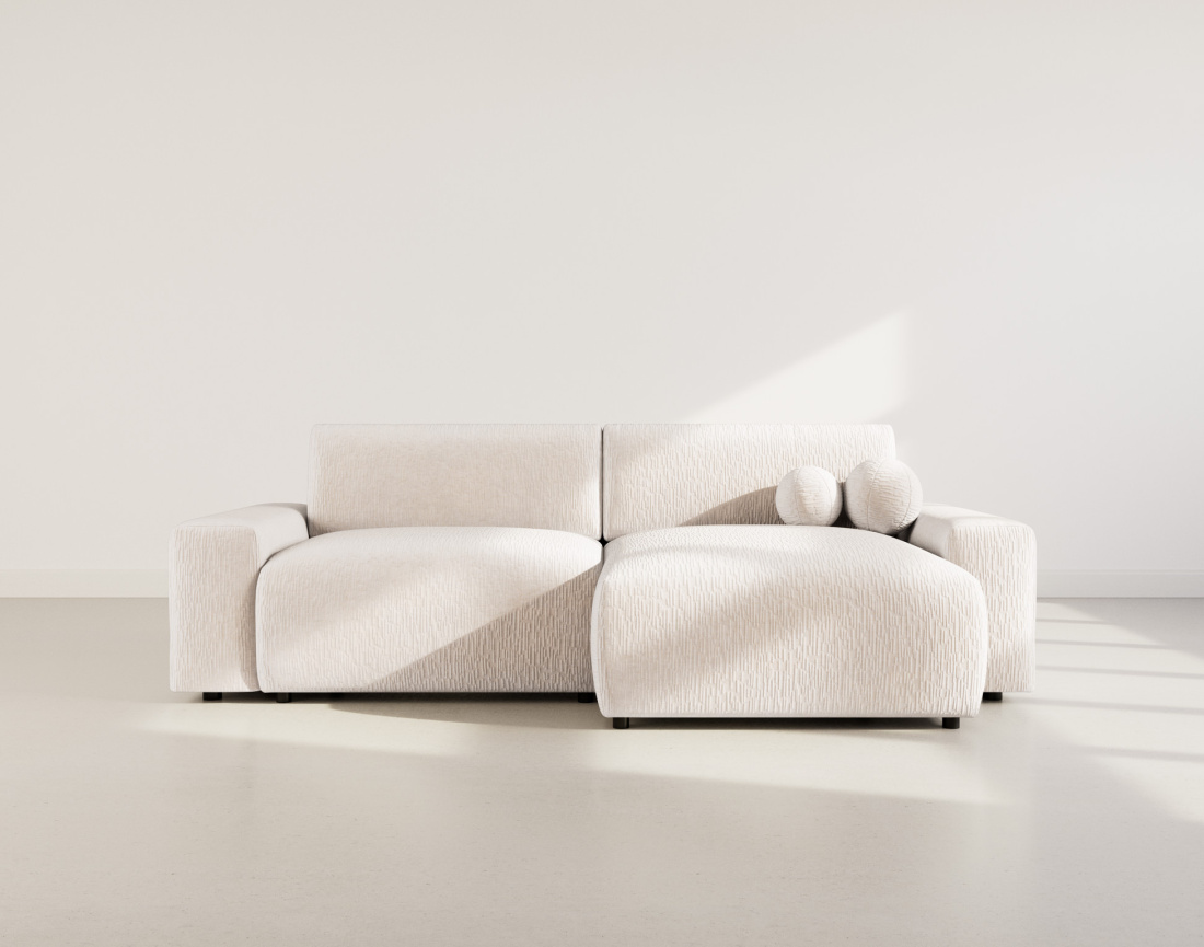 Canapé d'angle réversible 4 places convertible avec coffre en velours gaufré Constance