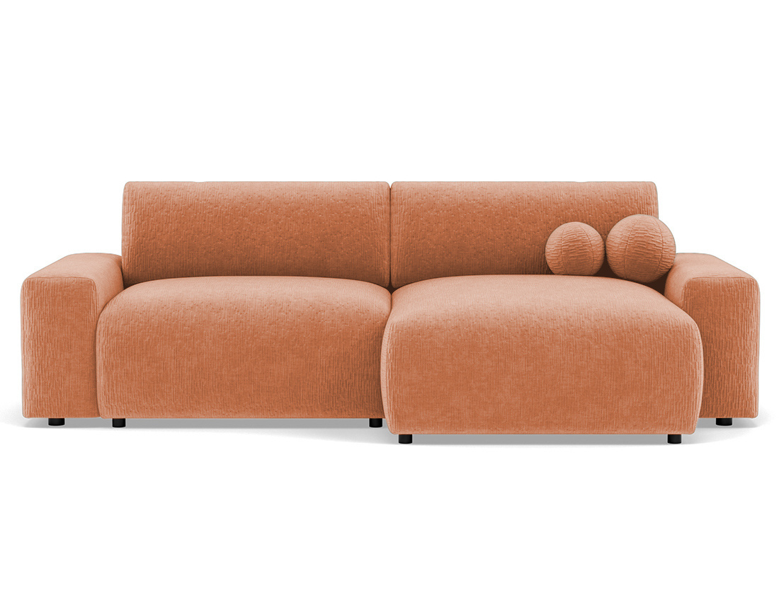 Canapé d'angle réversible 4 places convertible avec coffre en velours gaufré Constance