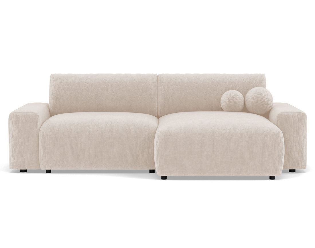 Canapé d'angle réversible 4 places convertible avec coffre en velours gaufré Constance