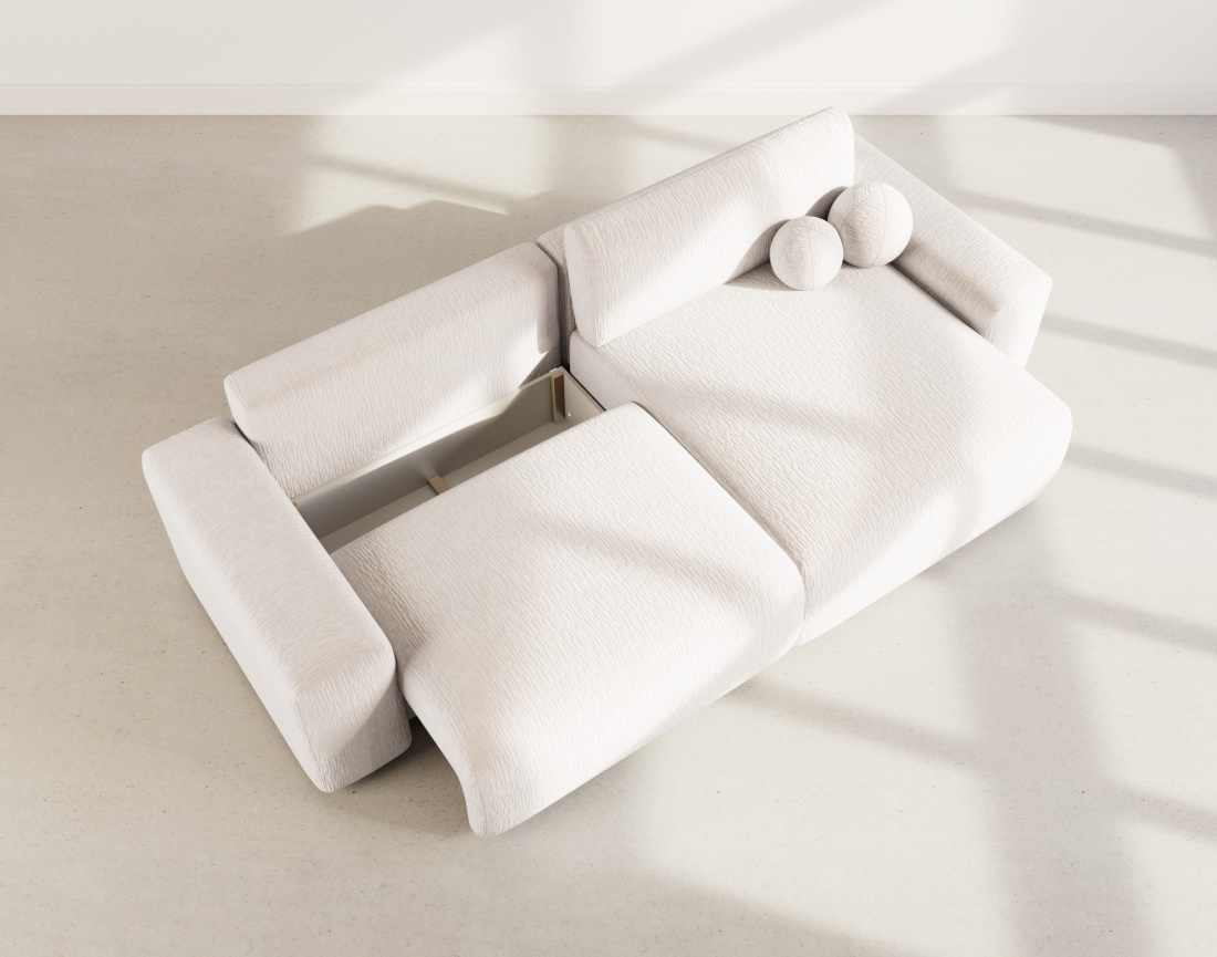 Canapé d'angle réversible 4 places convertible avec coffre en velours gaufré Constance