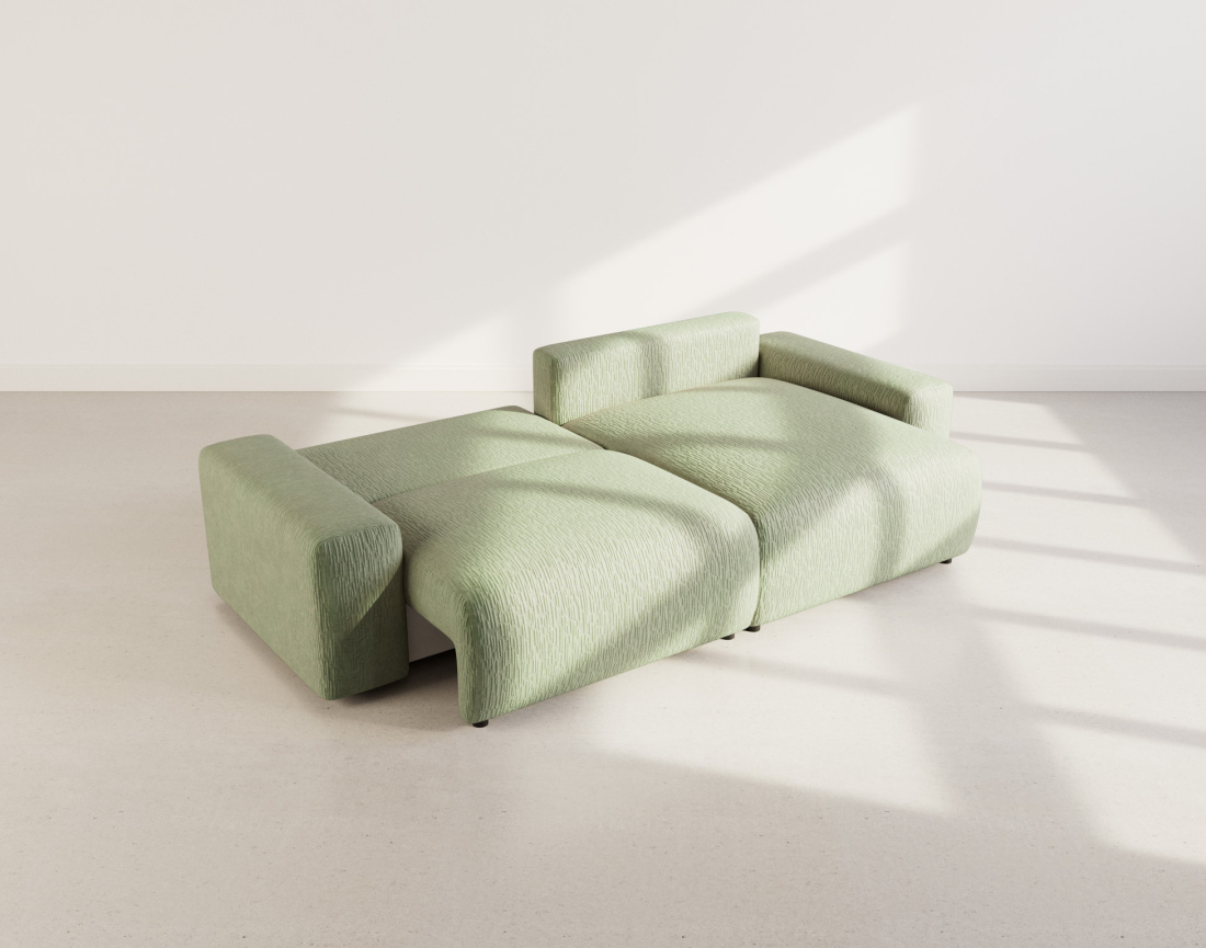 Canapé d'angle réversible 4 places convertible avec coffre en velours gaufré Constance