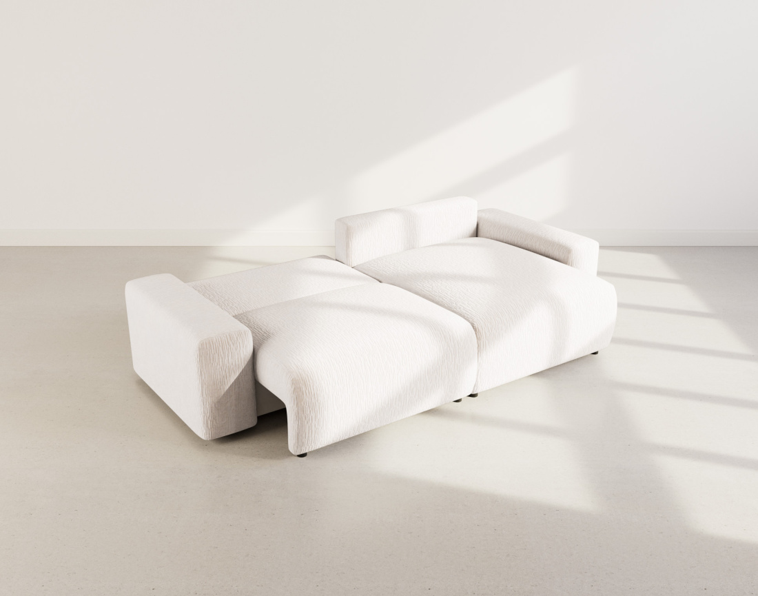 Canapé d'angle réversible 4 places convertible avec coffre en velours gaufré Constance