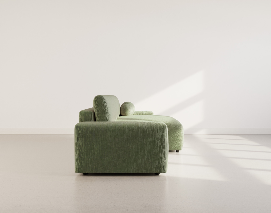 Canapé d'angle réversible 4 places convertible avec coffre en velours gaufré Constance