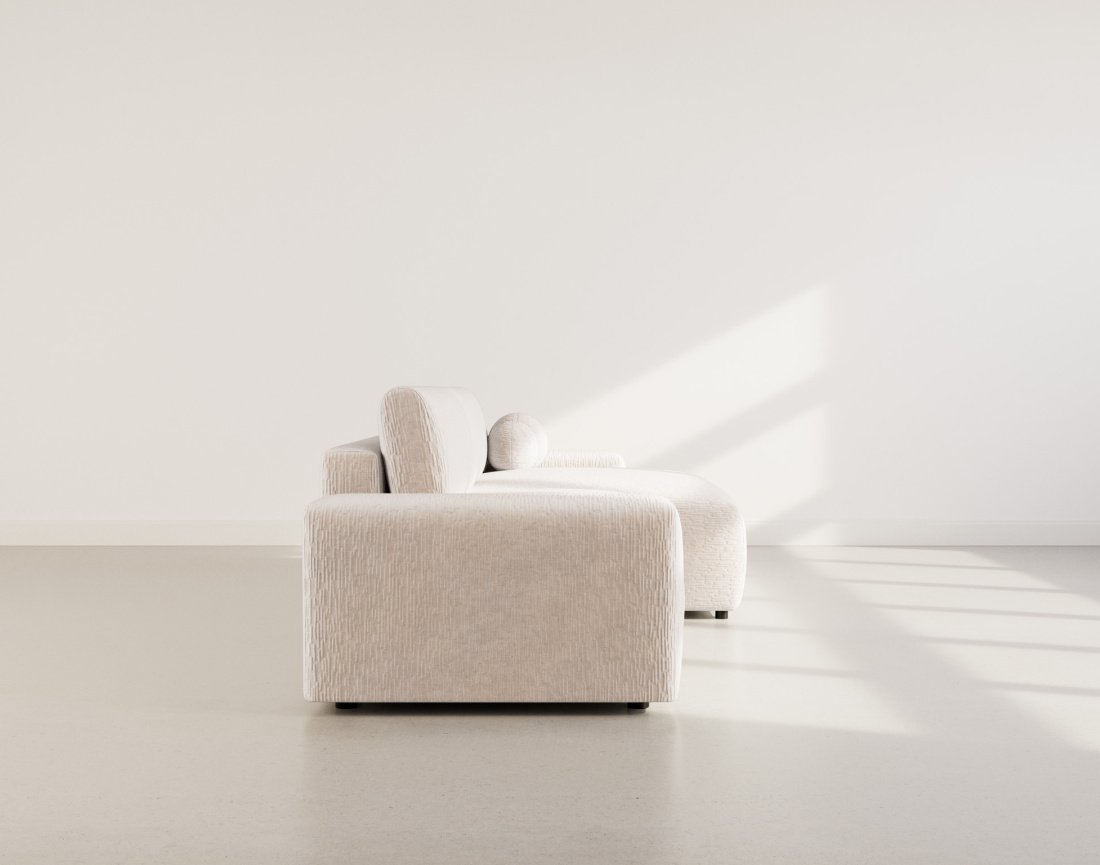 Canapé d'angle réversible 4 places convertible avec coffre en velours gaufré Constance