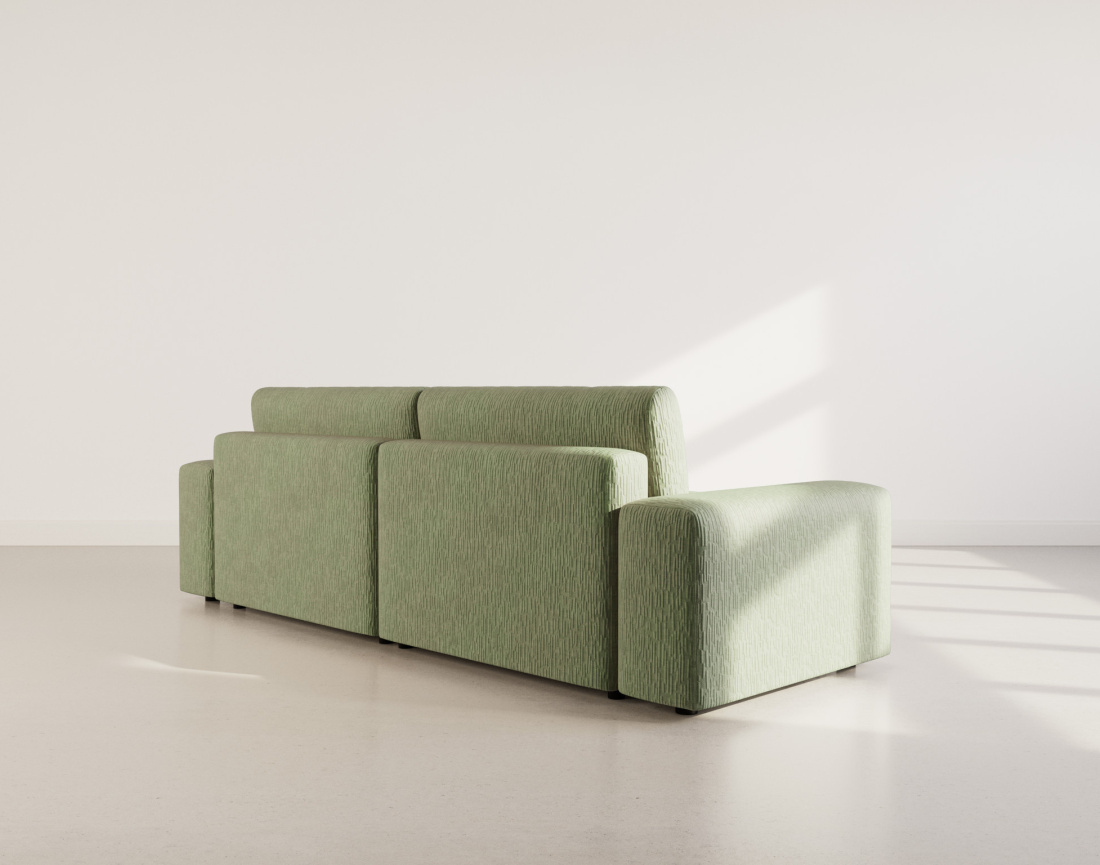 Canapé d'angle réversible 4 places convertible avec coffre en velours gaufré Constance