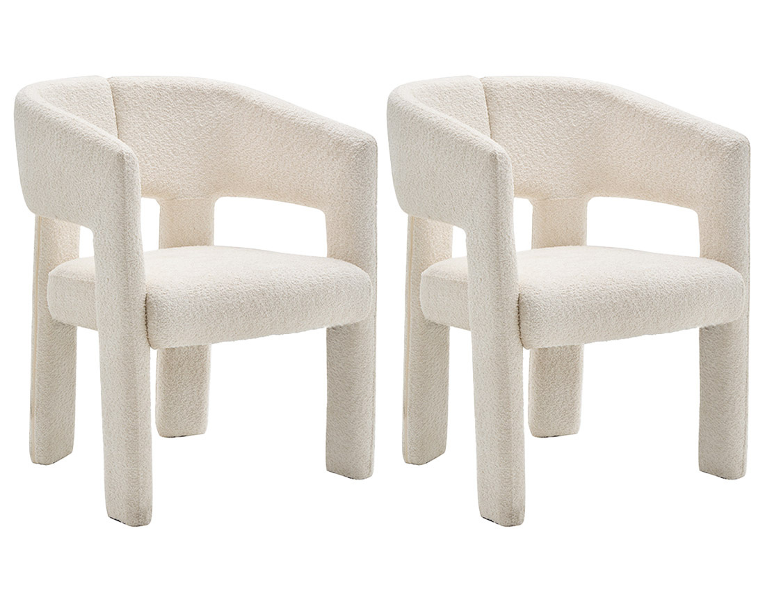 Lot de 2 fauteuils en tissu bouclette Gaspard