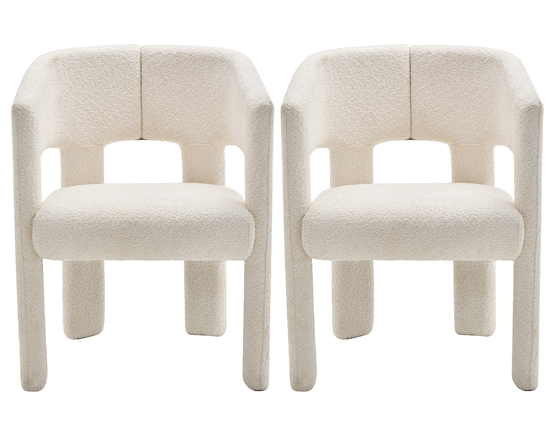Lot de 2 fauteuils en tissu bouclette Gaspard