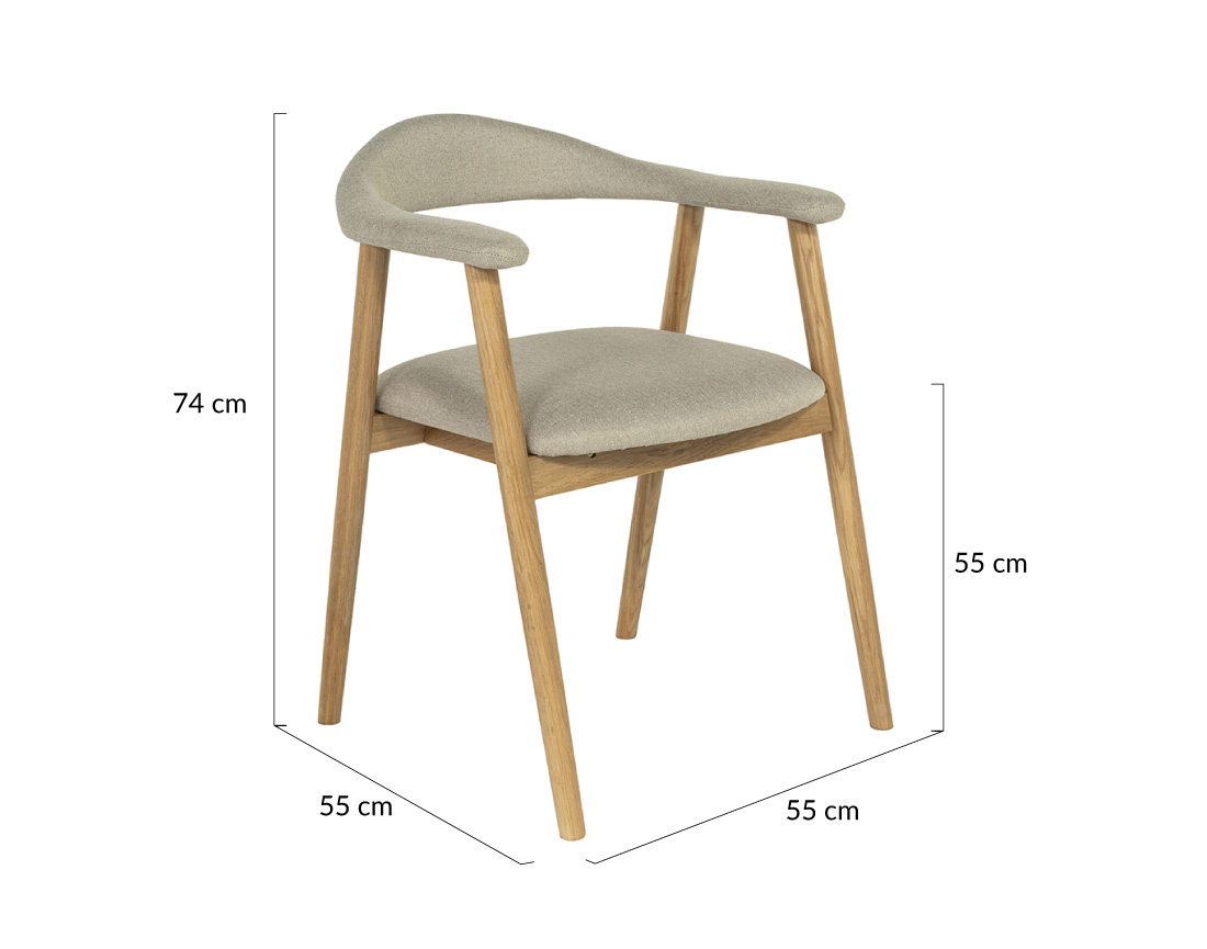 Lot de 2 chaises en chêne massif et tissu Lore