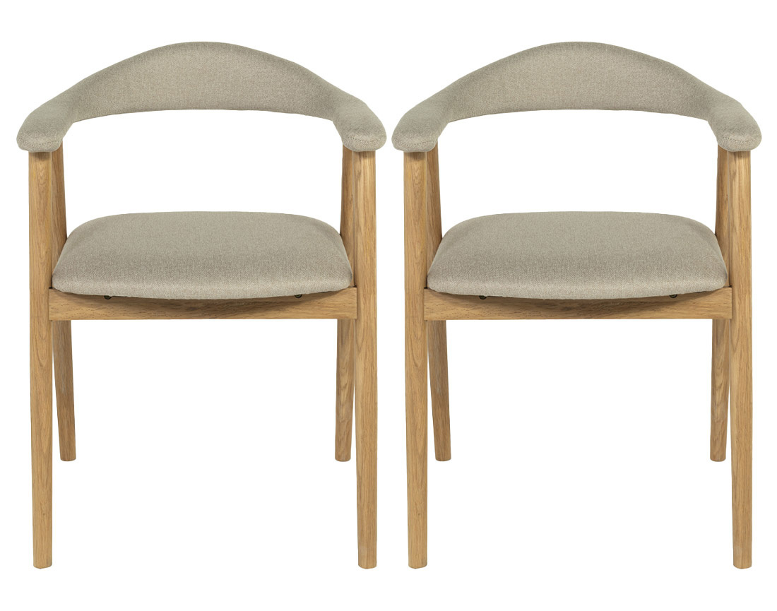 Lot de 2 chaises en chêne massif et tissu Lore