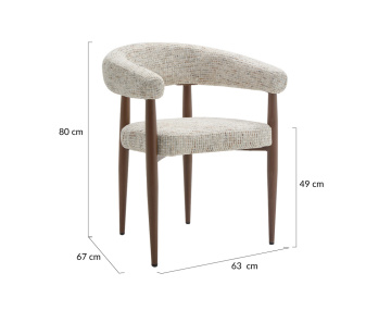 Lot de 2 fauteuils en tissu moucheté pieds en métal effet bois Nour