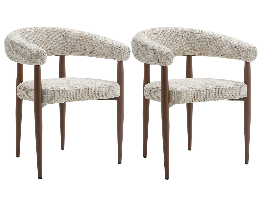 Lot de 2 fauteuils en tissu moucheté pieds en métal effet bois Nour