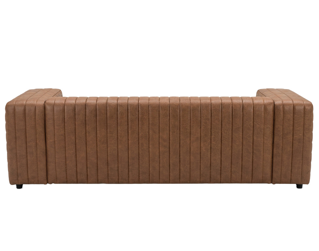 Canapé droit 3 places simili strié Igor | Design vintage & industriel