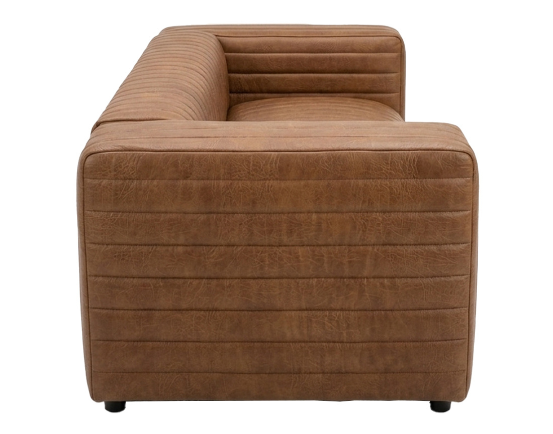 Canapé droit 3 places simili strié Igor | Design vintage & industriel