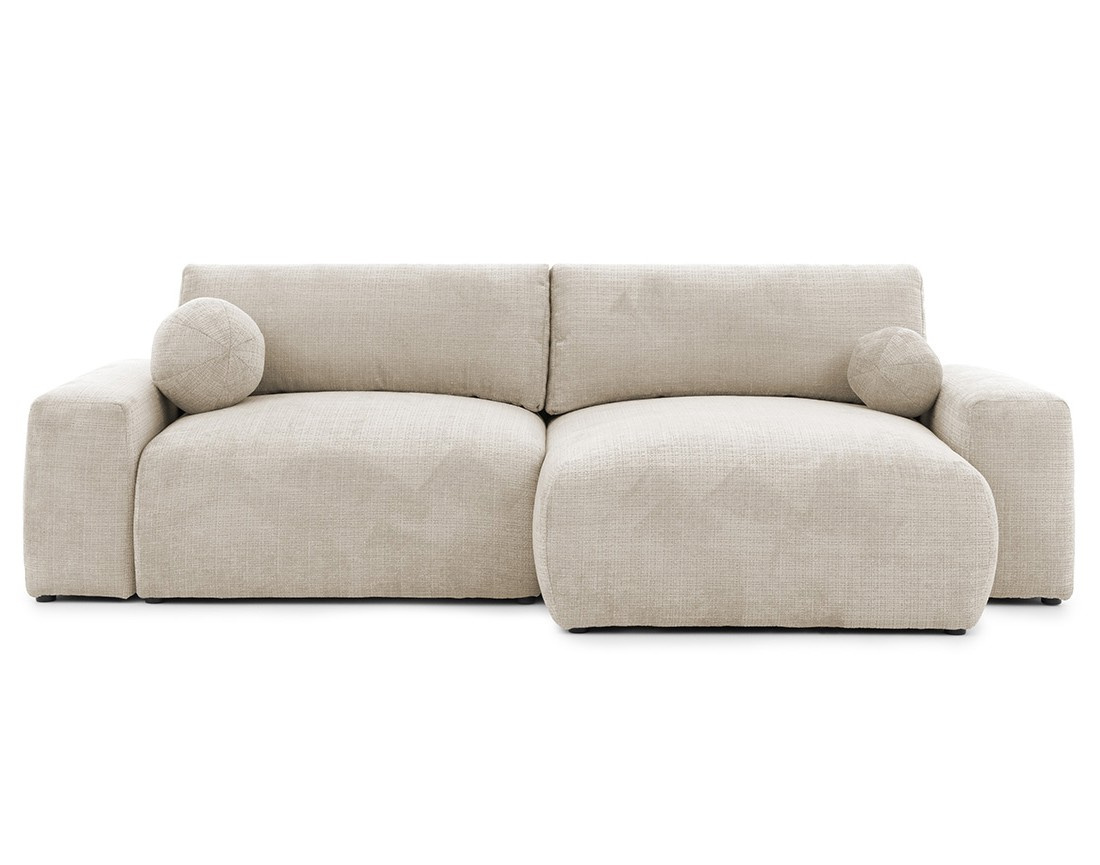 Canapé d'angle réversible 4 places convertible avec coffre en velours texturé Constance