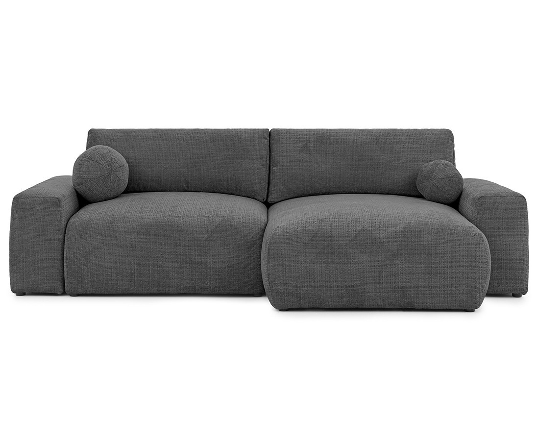 Canapé d'angle réversible 4 places convertible avec coffre en velours texturé Constance