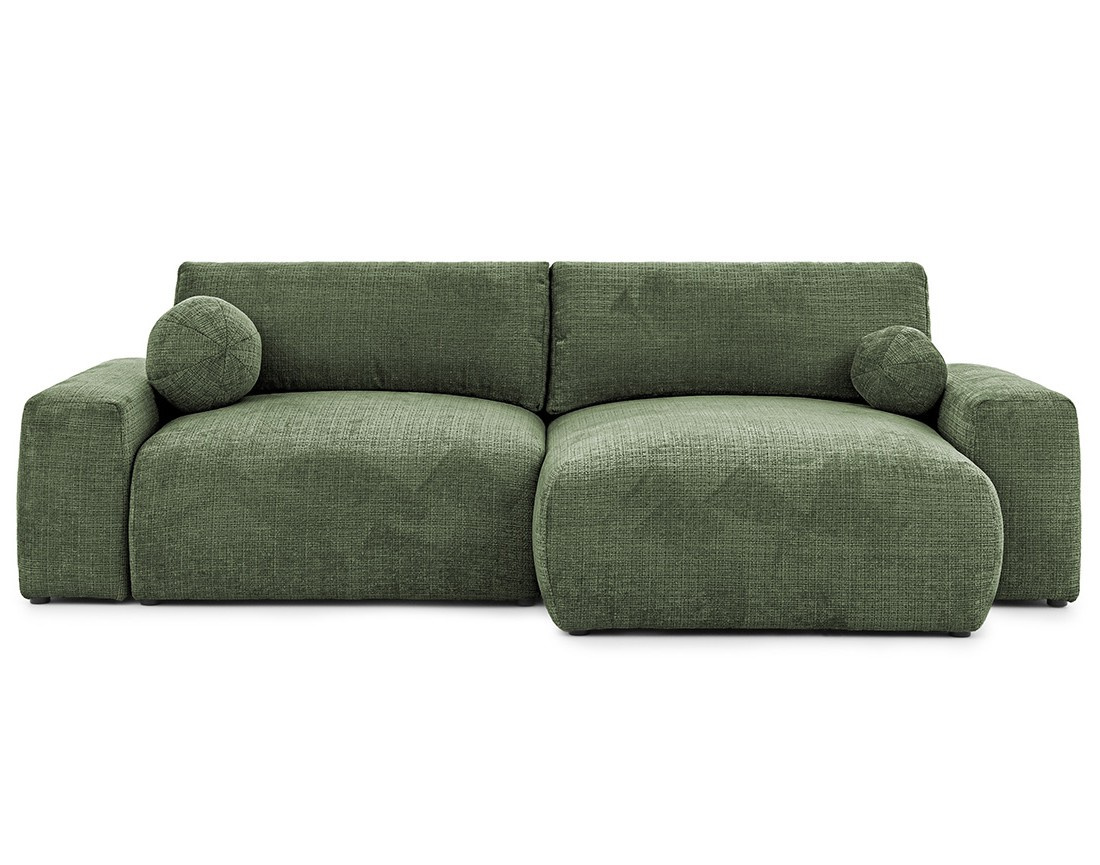 Canapé d'angle réversible 4 places convertible avec coffre en velours texturé Constance