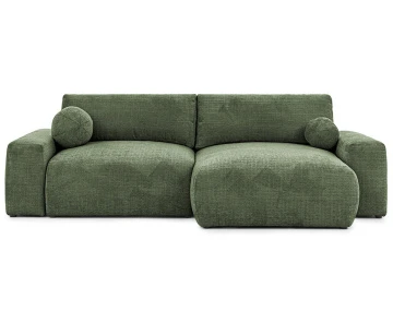 Canapé d'angle réversible 4 places convertible avec coffre en velours texturé Constance