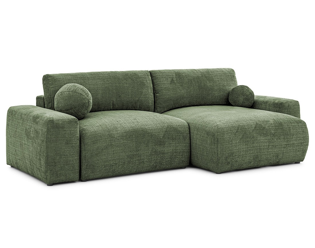 Canapé d'angle réversible 4 places convertible avec coffre en velours texturé Constance