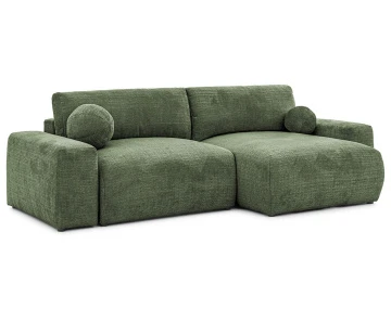 Canapé d'angle réversible 4 places convertible avec coffre en velours texturé Constance