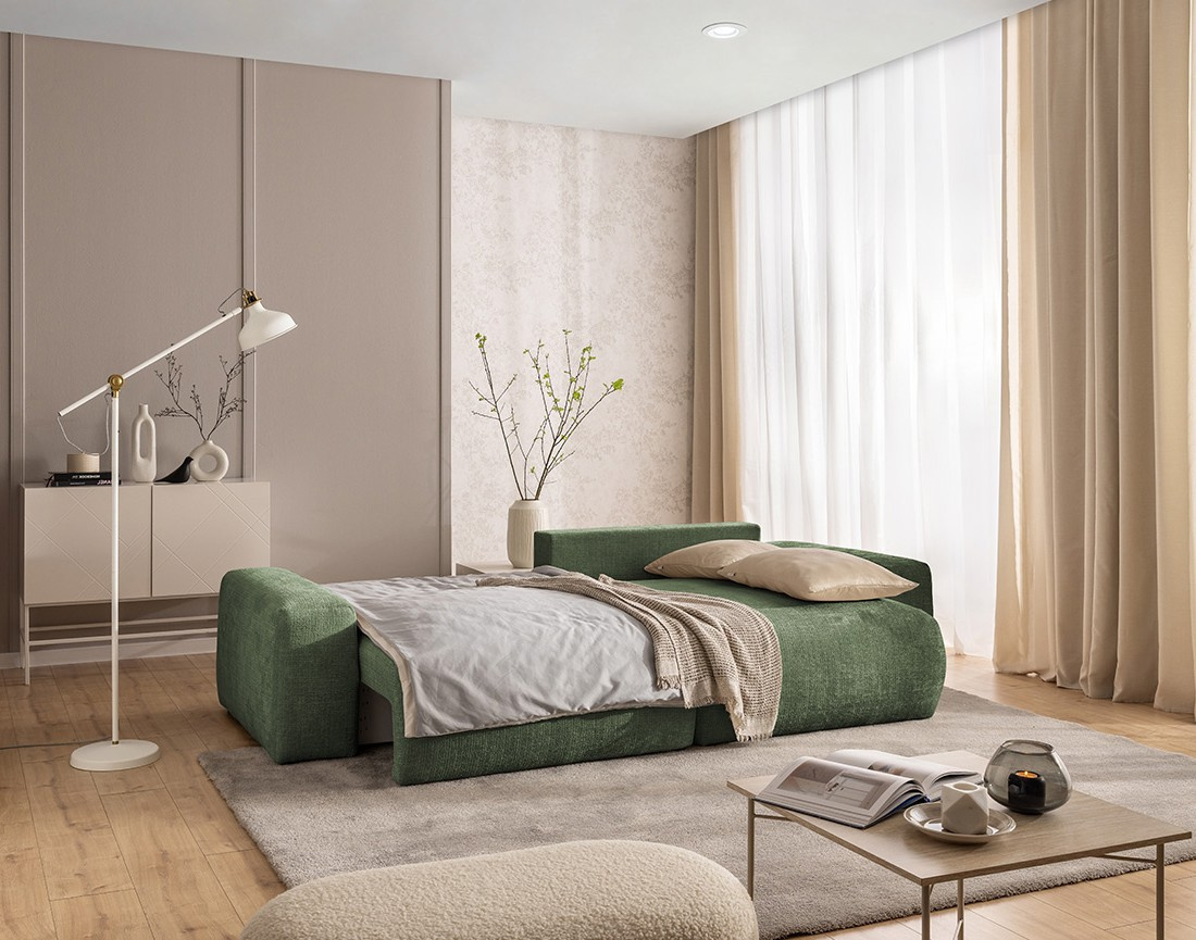 Canapé d'angle réversible 4 places convertible avec coffre en velours texturé Constance