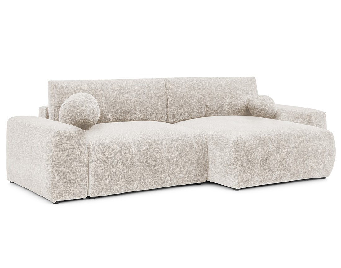 Canapé d'angle réversible 4 places convertible avec coffre en velours relief Constance