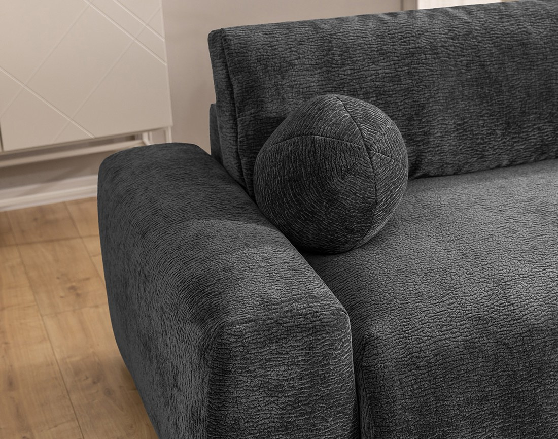 Canapé d'angle réversible 4 places convertible avec coffre en velours relief Constance