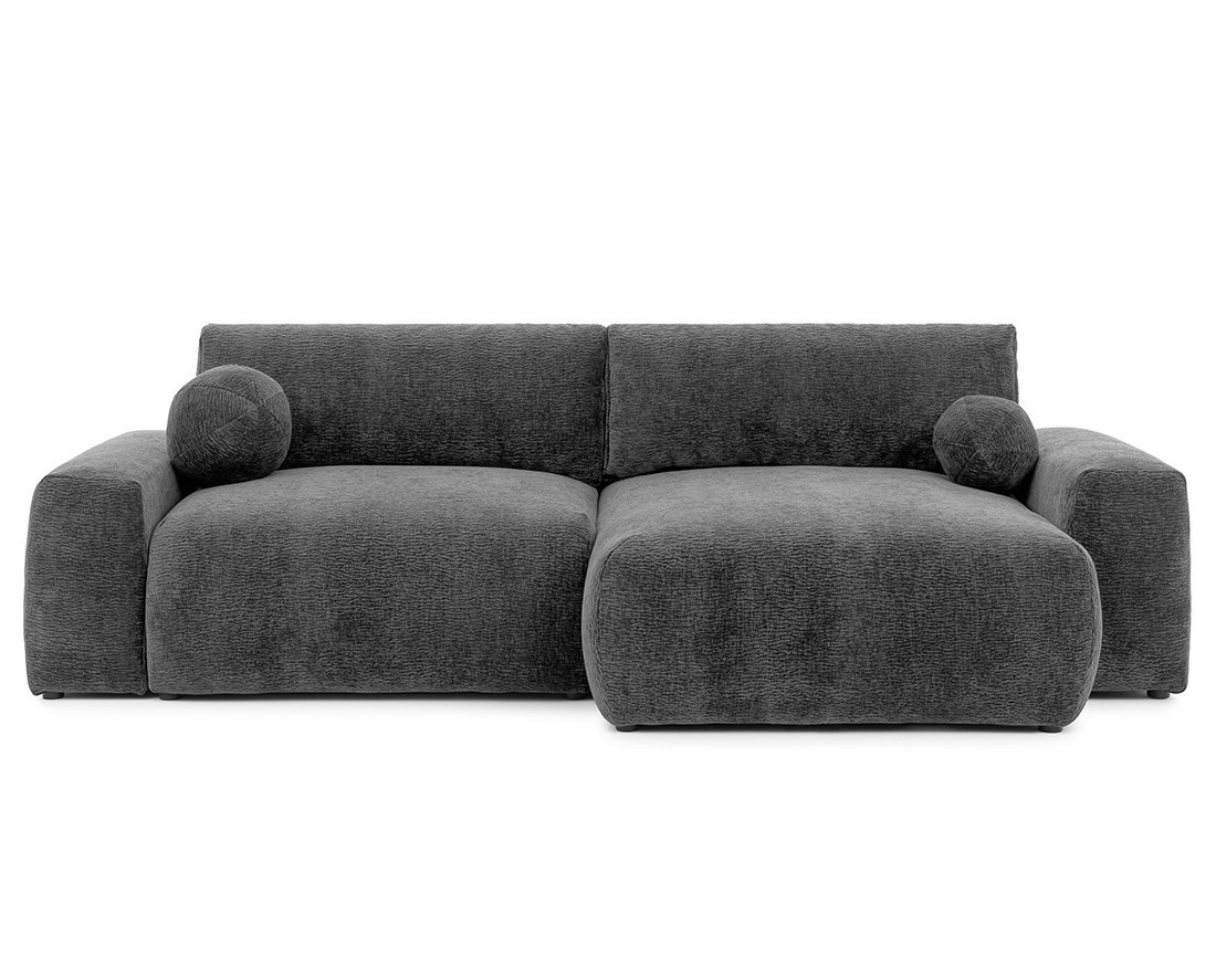 Canapé d'angle réversible 4 places convertible avec coffre en velours relief Constance