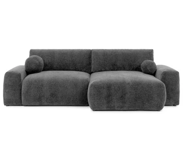 Canapé d'angle réversible 4 places convertible avec coffre en velours relief Constance