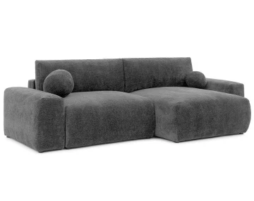 Canapé d'angle réversible 4 places convertible avec coffre en velours relief Constance