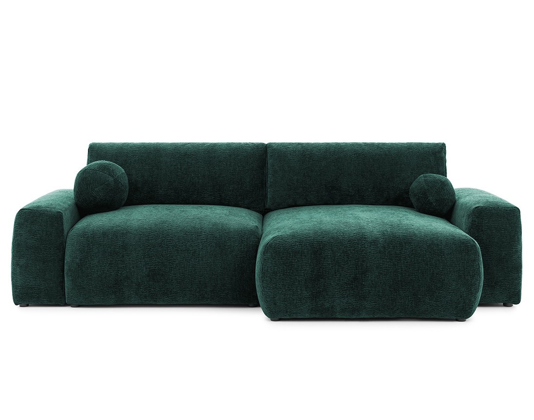 Canapé d'angle réversible 4 places convertible avec coffre en velours relief Constance