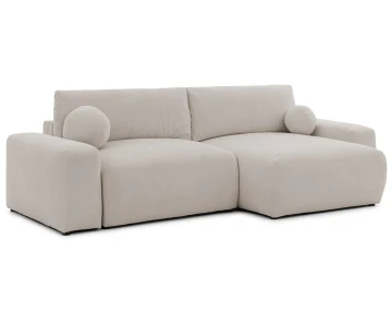 Canapé d'angle réversible 4 places convertible avec coffre en tissu Constance