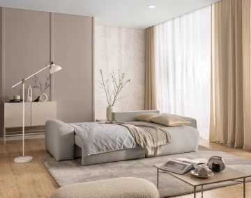 Canapé d'angle réversible 4 places convertible avec coffre en tissu Constance