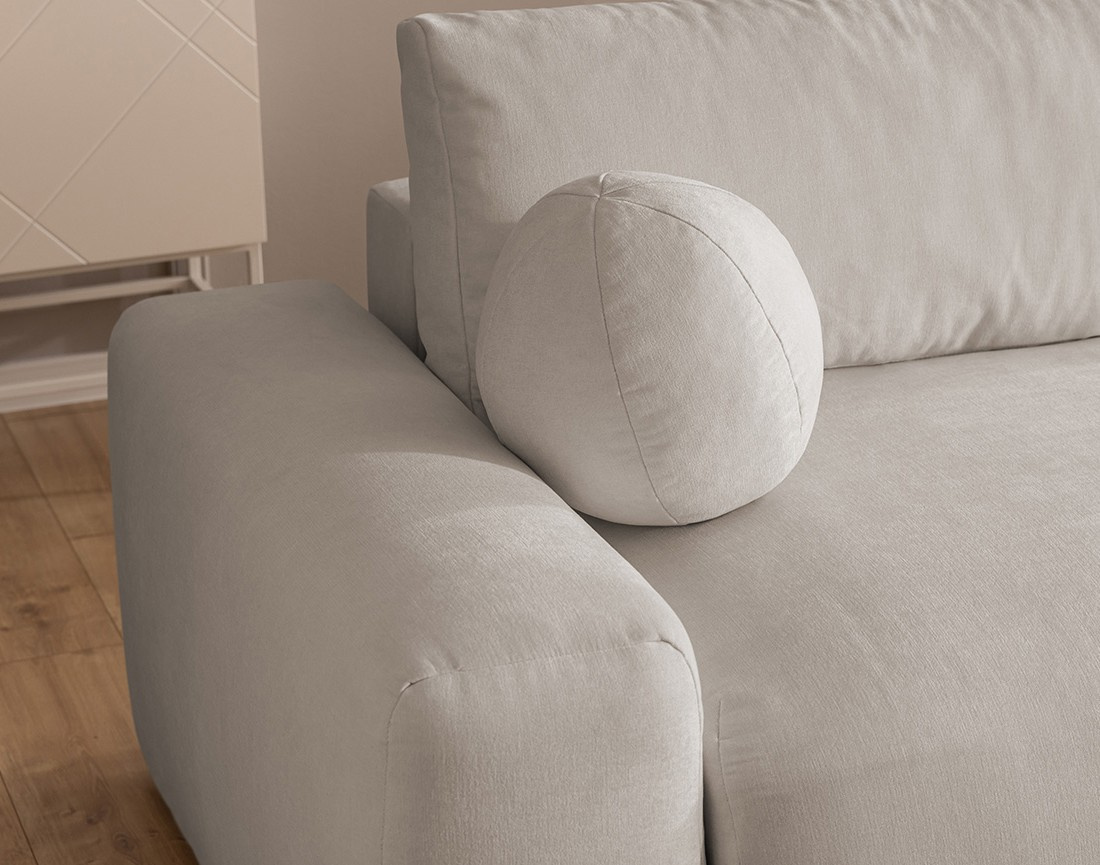 Canapé d'angle réversible 4 places convertible avec coffre en tissu Constance