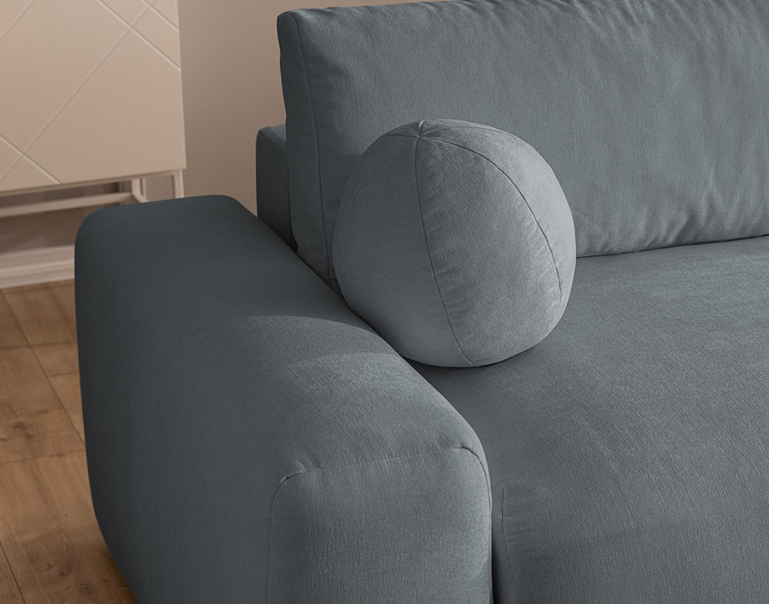 Canapé d'angle réversible 4 places convertible avec coffre en tissu Constance