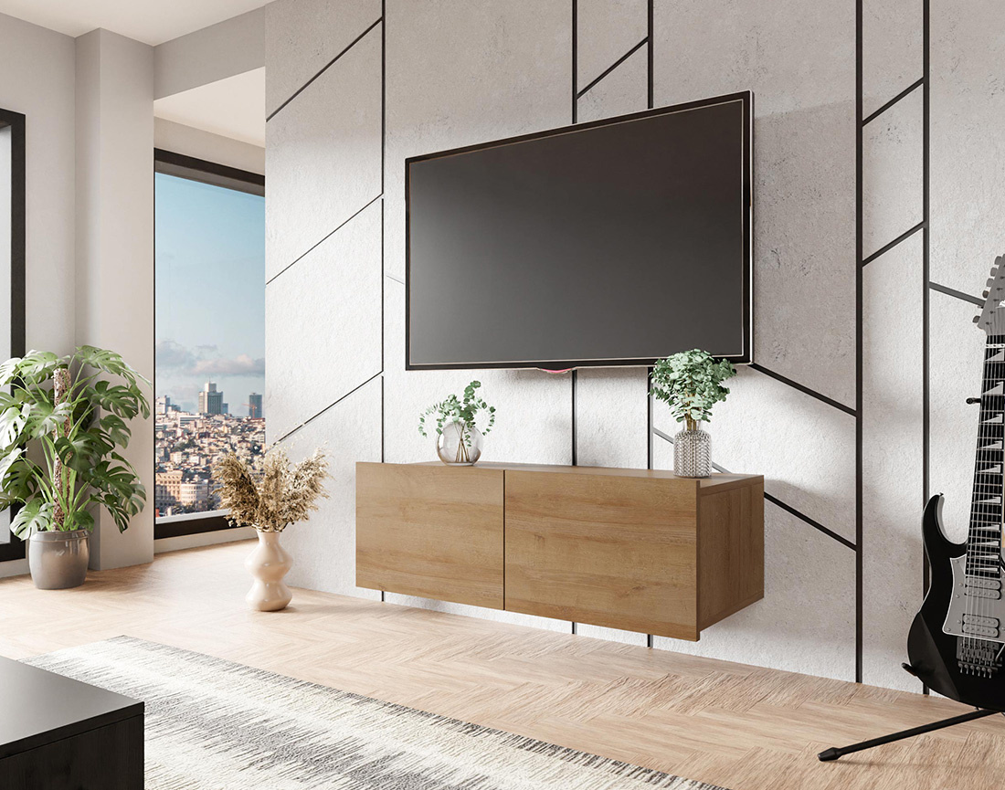 Meuble tv modulable 100 cm 2 portes Alix