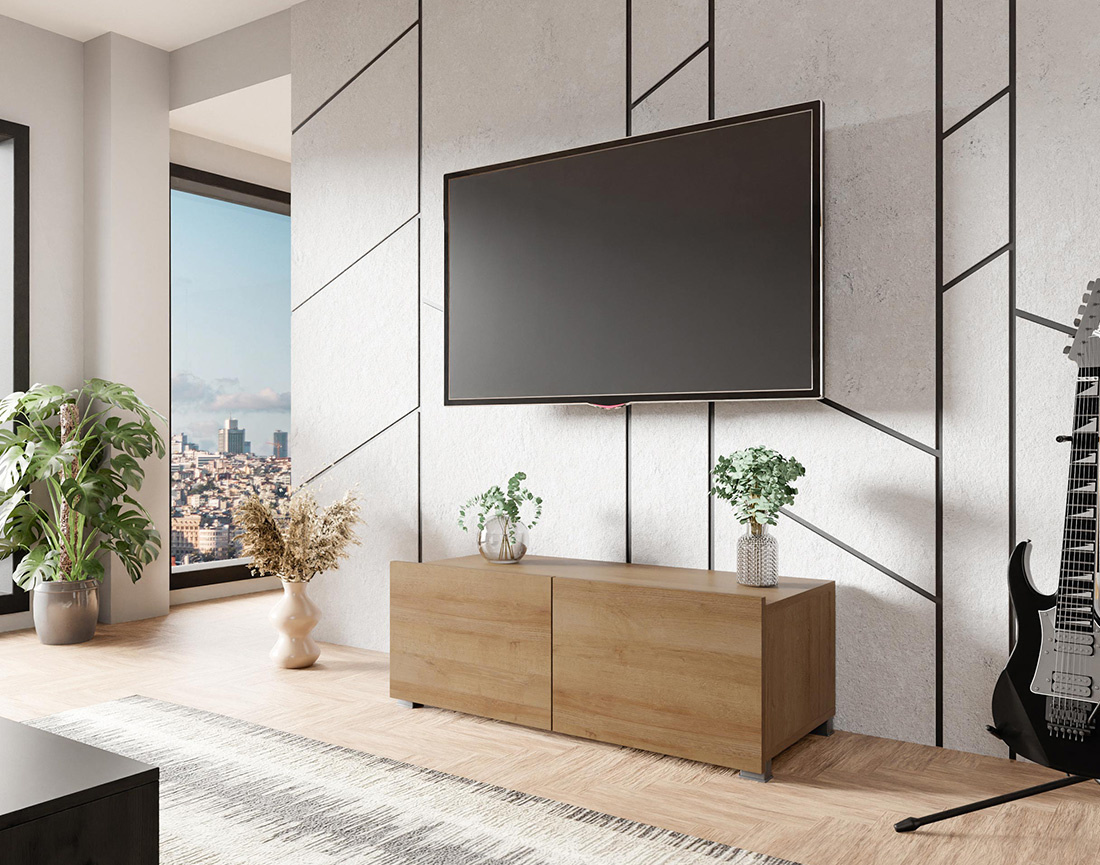 Meuble tv modulable 100 cm 2 portes Alix