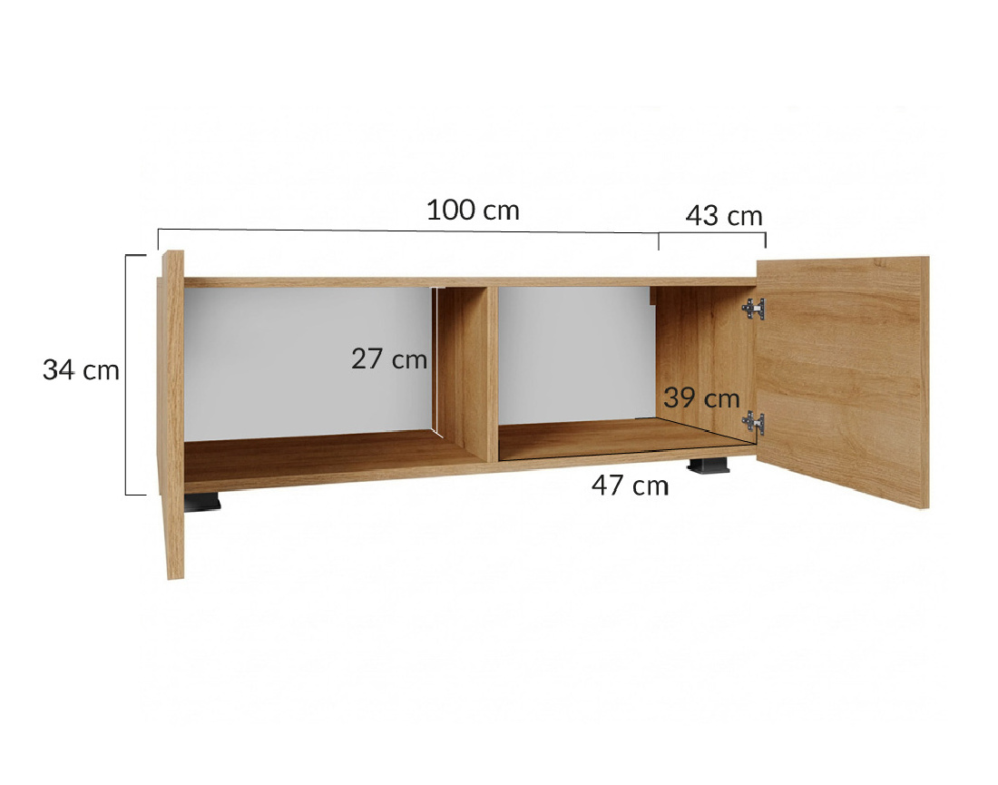 Meuble tv modulable 100 cm 2 portes Alix